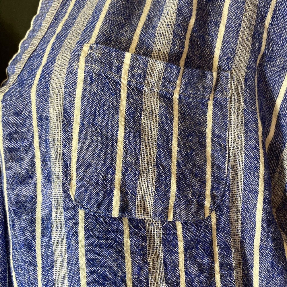 Coastal Comfort Striped Denim Blue and White Blouse - Picture 5 of 5